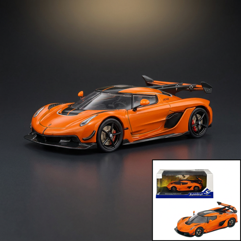 Koenigsegg Jesko Attack Tang Orange Metallic with Black Stripes 1/43 Diecast Model Car by Solido