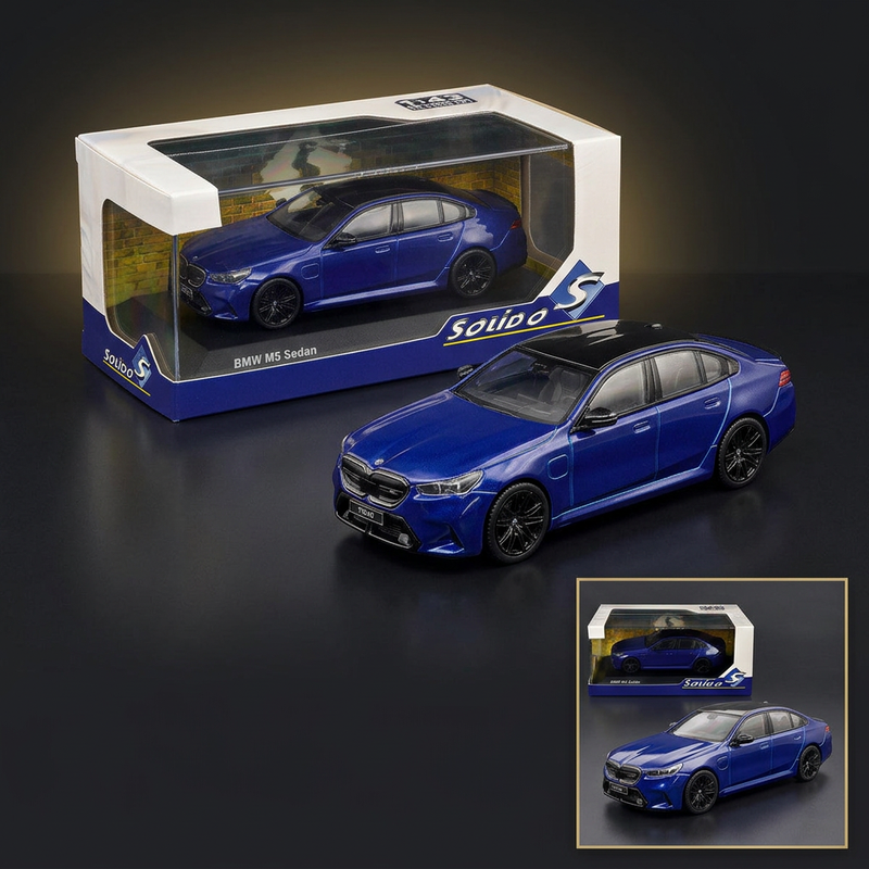 2024 BMW M5 Sedan Marina Bay Blue Metallic with Black Top 1/43 Diecast Model Car by Solido