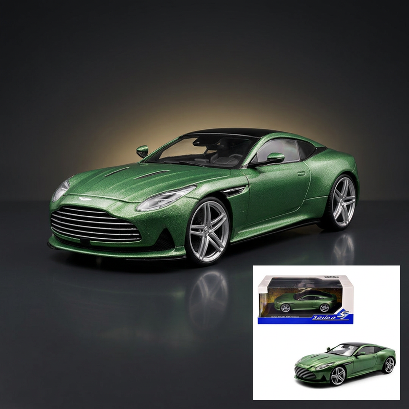 2023 Aston Martin DB12 Coupe Iridescent Emerald Metallic with Black Top 1/43 Diecast Model Car by Solido