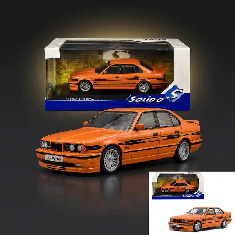 1994 BMW E34 Alpina B10 BiTurbo Orange Metallic with Black Stripes 1/43 Diecast Model Car by Solido
