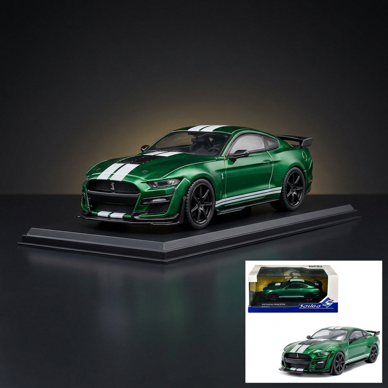 2020 Ford Mustang Shelby GT500 Fast Track Eruption Green Metallic with White Stripes 1/43 Diecast Model Car by Solido
