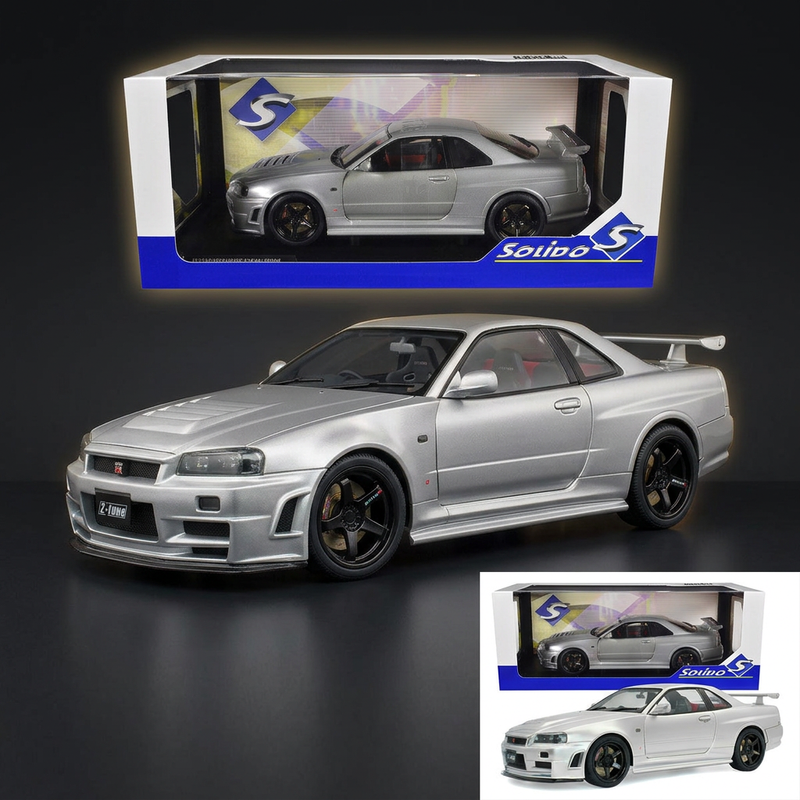 1999 Nissan Skyline GT-R (R34) Z-Tune RHD (Right Hand Drive) Silver Metallic 1/18 Diecast Model Car by Solido