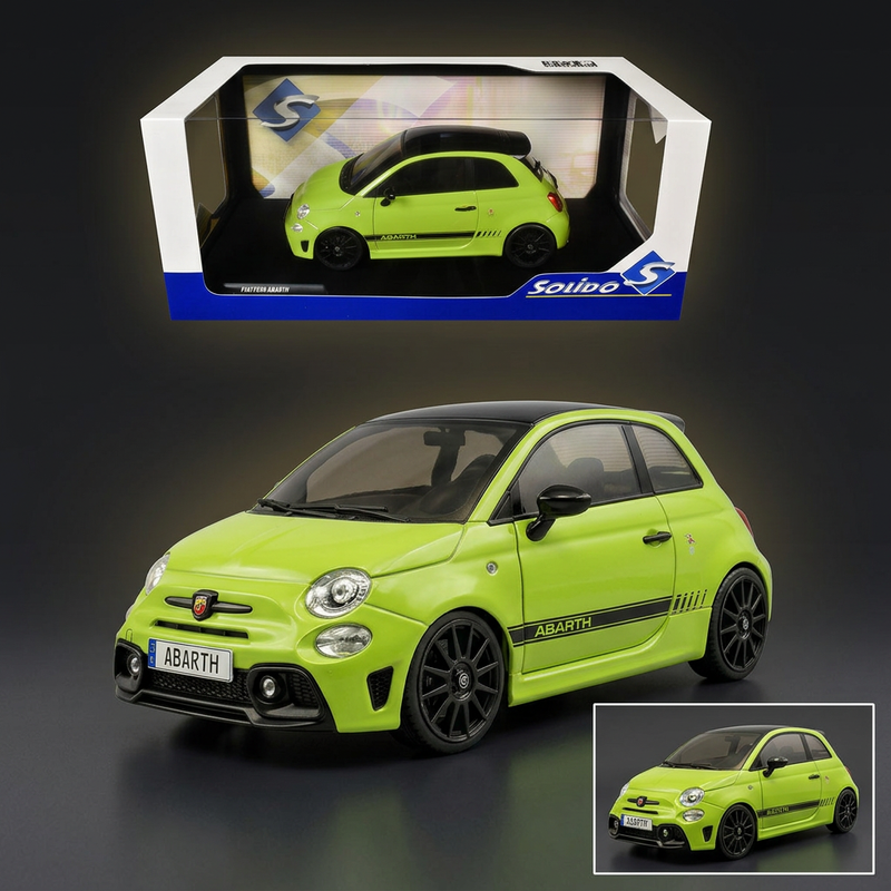 Solido 1:18 2023 Fiat F595 Abarth Verde Adrenalina Green with Black Top and Stripes