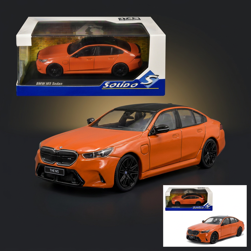 2024 BMW M5 Sedan Fire Orange III with Black Top 1/43 Diecast Model Car by Solido