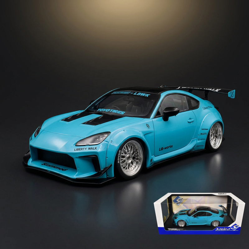 2024 Toyota GR86 LBWK Body Kit RHD (Right Hand Drive) Baby Blue with Black Top 1/18 Diecast Model Car by Solido
