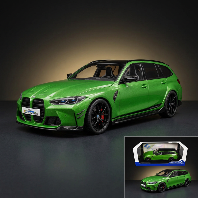 2024 BMW M3 Competition M xDrive Touring Green Metallic with Black Top 1/18 Diecast Model Car by Solido