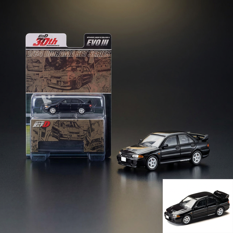 Hobby Japan 1:64 Initial D Mitsubishi Lancer Evo III RHD Diorama – Black