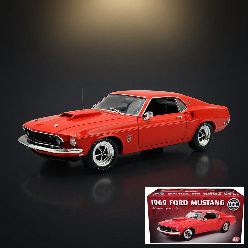 ACME 1:18 1969 Ford Mustang 600 Flower Power Red