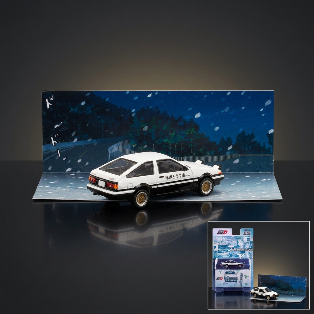 Hobby Japan 1:64 Initial D Toyota AE86 Diorama – Takumi & Natsuki
