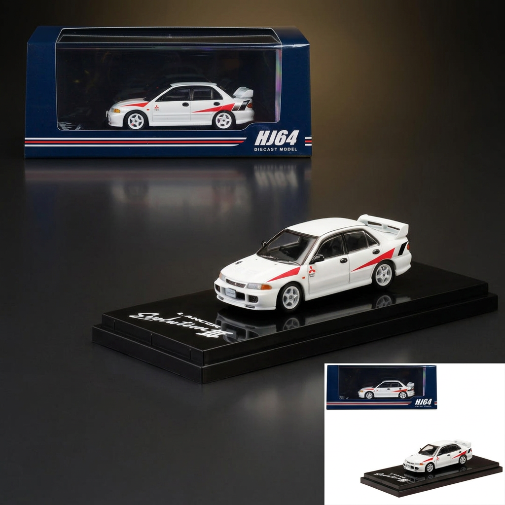 Hobby Japan 1:64 Mitsubishi Lancer Evo III – White/Red Rally