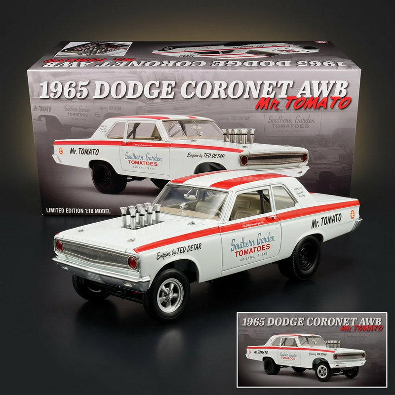 ACME 1:18 1965 Dodge Coronet AWB Mr. Tomato White with Red Stripes