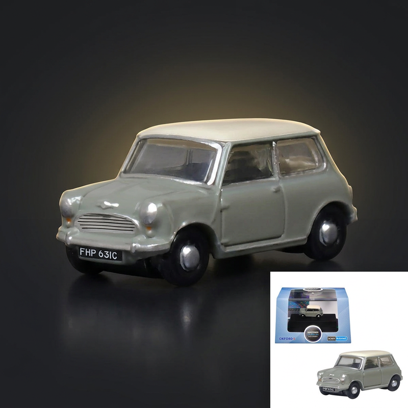 Oxford Diecast 1:148 Mini Classic Tweed Gray with Cream Top