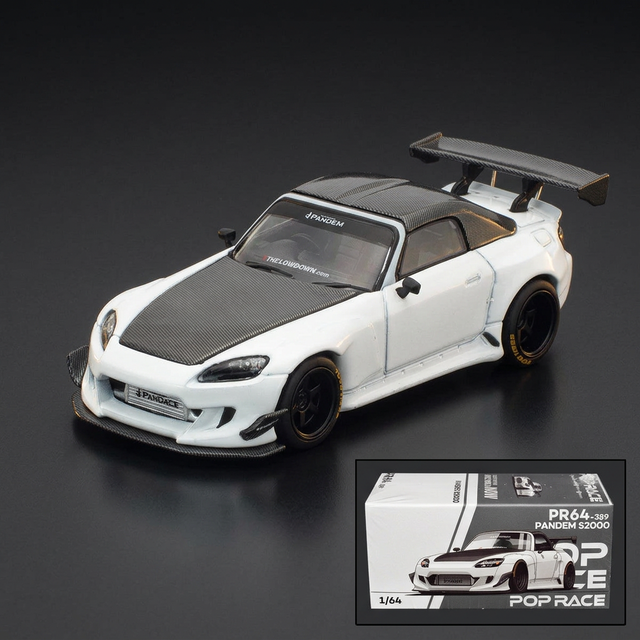 Pop Race 1:64 Honda Pandem S2000 White with Carbon Hood/Top