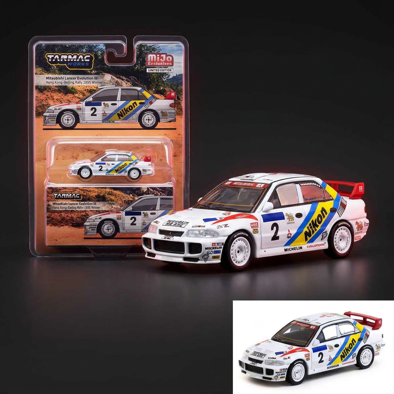 Tarmac Works 1:64 Mitsubishi Lancer Evo III #2 - 1995 Hong Kong-Beijing Winner