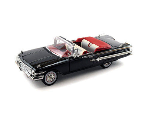1960 Chevrolet Impala Convertible Black 1/18 Diecast Car Model by Motormax-1